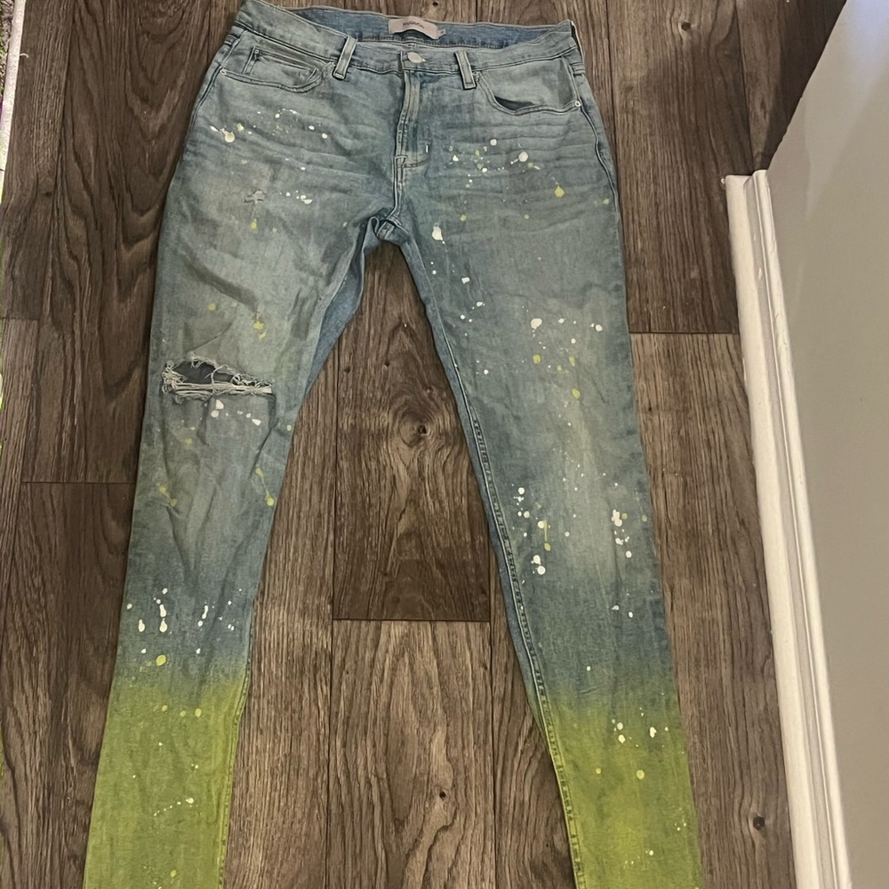 Hudson Men’s Zack Distressed Splatter Skinny Jeans – Size 33